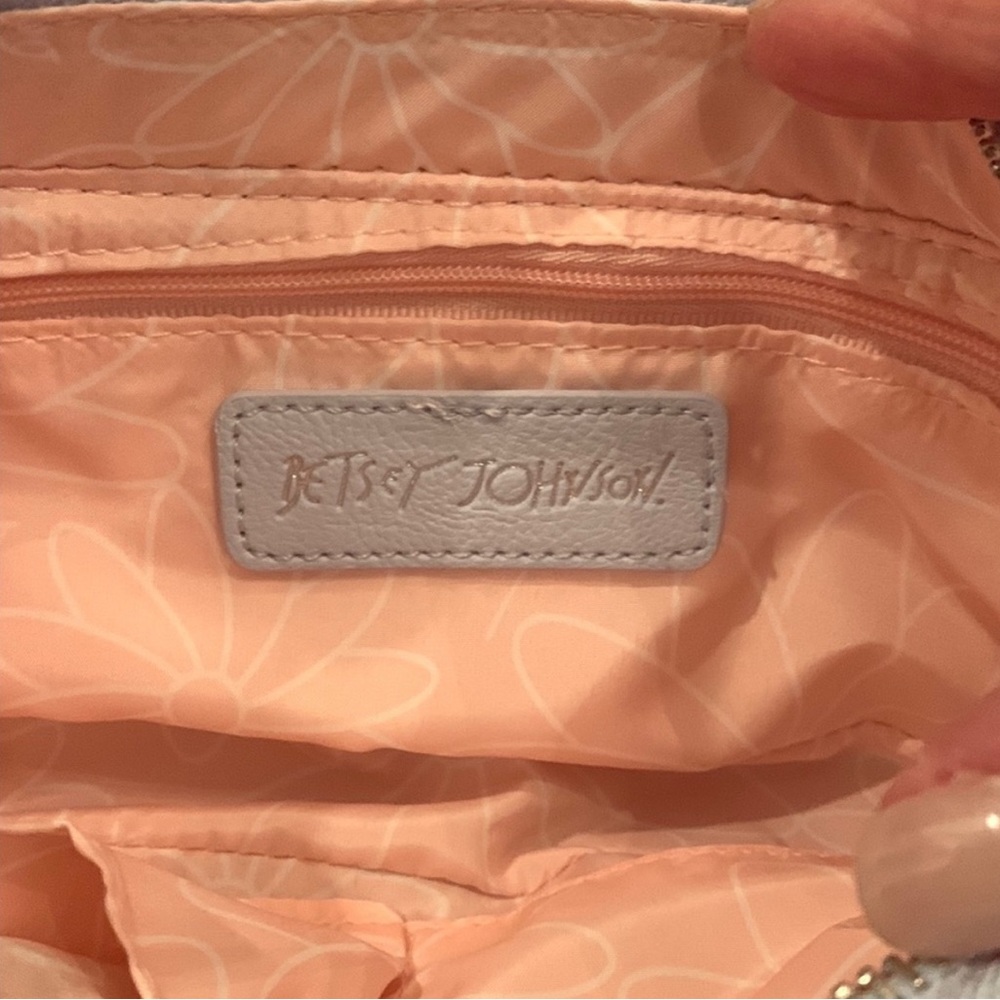 Betsey Johnson Blue Quilted Crossbody Handbag with Floral Embellishments - Picture 10 of 12